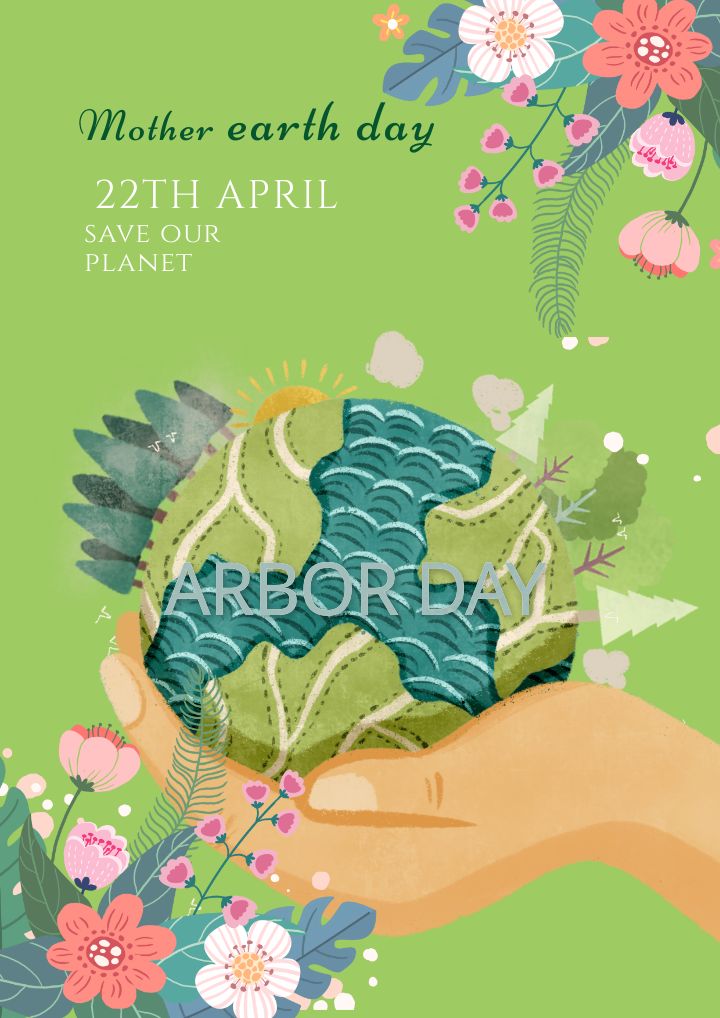 earth mother day hand poster embellished with flowers