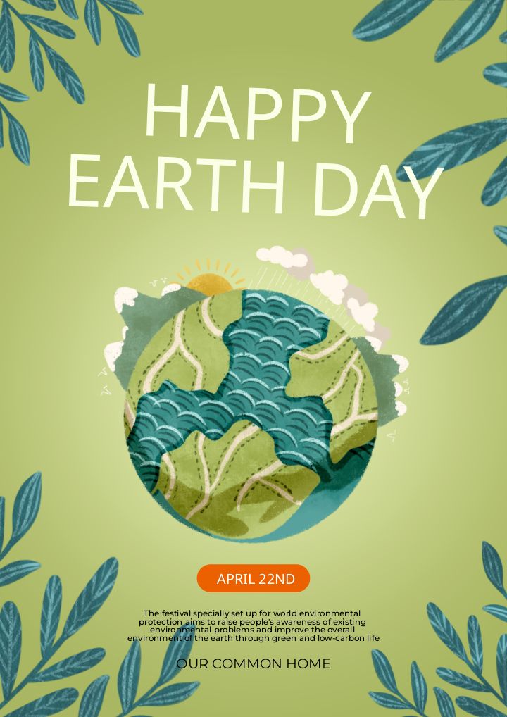 green plant on earthtoned background a key element in earth day promotion poster