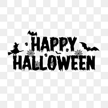happy halloween elements with typography illustration PNG