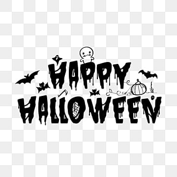 happy halloween text typography with halloween elements PNG