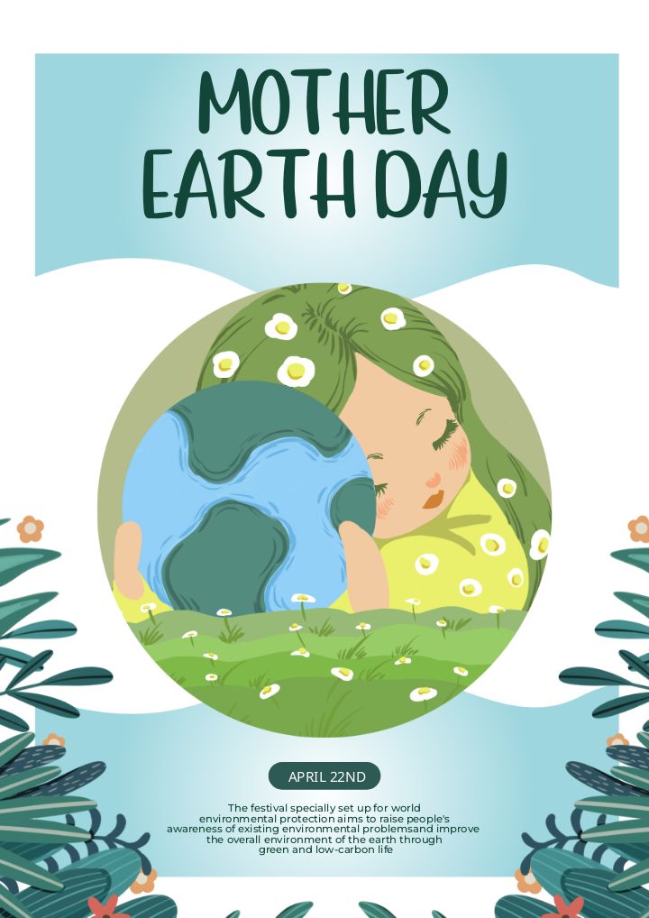 minimalist cartoon style earth day poster with a creative twist