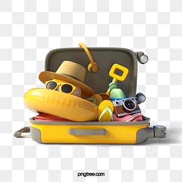 3d element of suitcase full of items, Suitcase, Hat suitcase 3d images hd