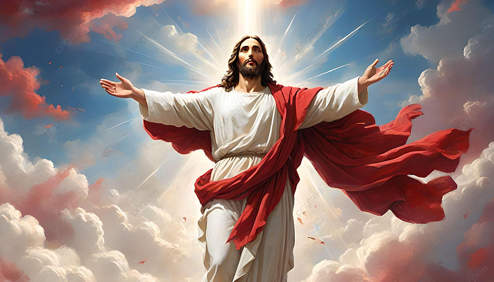 ascension day art jesus flyer red cloud Background, Ascension Day, Jesus Fly, Red Cloud Background image