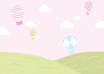 baby cute background with pink and green grass hot air balloon, Wallpaper, Baby, Cute Background image