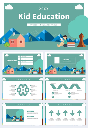 simple cartoon style childrens education training courseware general ppt template