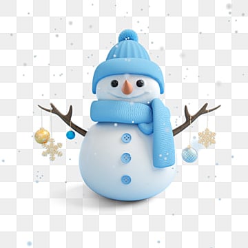 blue snowman 3d element, Winter Clipart, Snowman snowman element 3d images