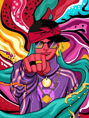 flowing color hip hop boy series illustration, Colors, Flowing Color hip hop boy png transparent