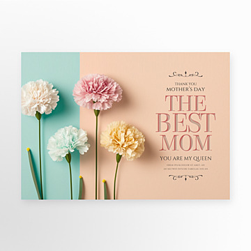 carnation floral romantic minimalist mothers day holiday card Template