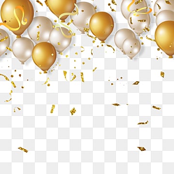 confetti and balloon gold light effect birthday celebration border golden light effect birthday celebration border golden light effect png, Golden Light Effect Birthday Celebration Border, Golden celebration confetti png picture