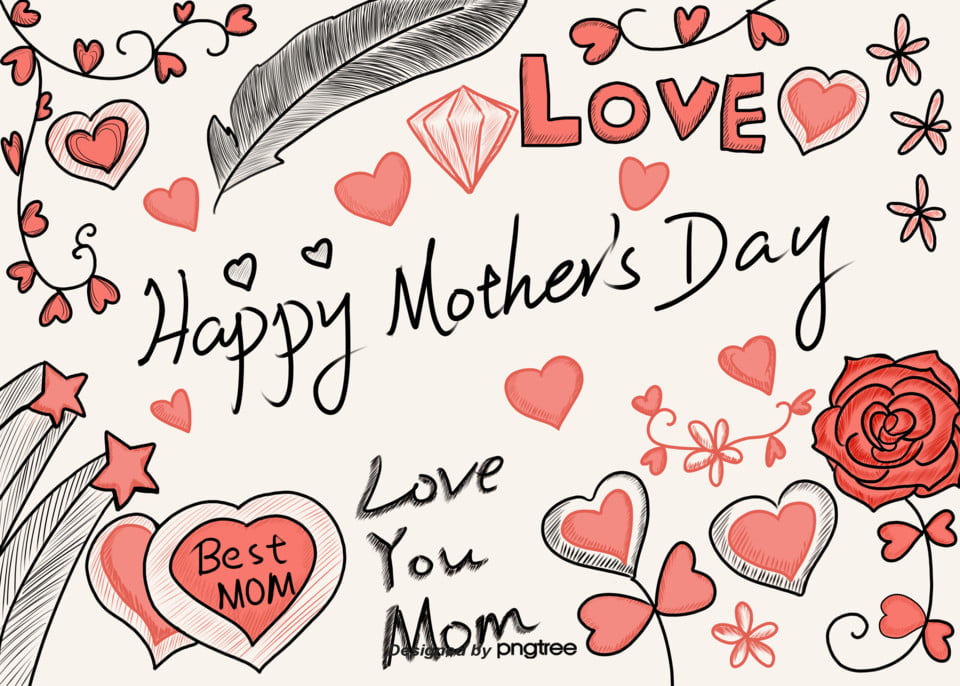 creative background of happy mothers day hand painted cartoons, Happy Mother S Day, Love, Creative Background image