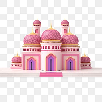 cute pink islamic architecture 3d element, Eid Mubarak, Islamic Architecture cute pink 3d transparent png