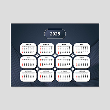 dark abstract 2025 calendar design vector Template