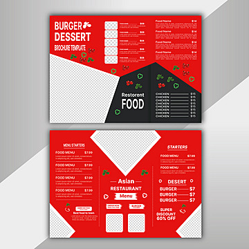 delicious food bifold brochure social sale template vector Template