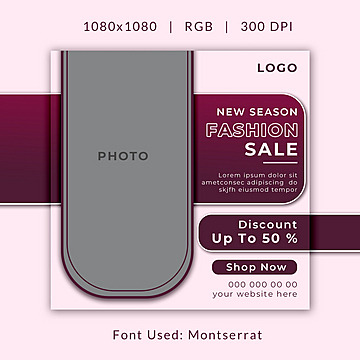 fashion sale social media post design Template