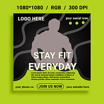 fitness and gym social media post design Template
