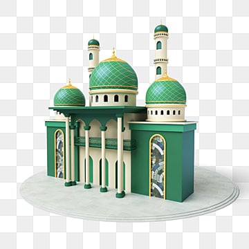 gorgeous green islamic architecture 3d element, Eid Mubarak, Islamic Architecture green elements 3d png