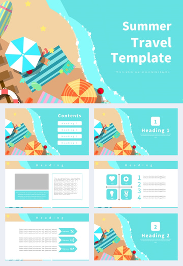 simple style summer travel general ppt template
