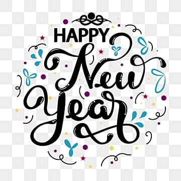 happy new year text lettering with s PNG