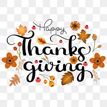 happy thanksgiving hand lettering celebration text with berries and leaves PNG
