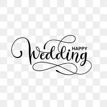 happy wedding text typography for card PNG