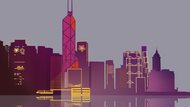 hong kong landmark silhouette illustration llustration image