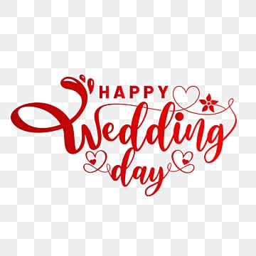 lettering of happy wedding day with love line vector PNG