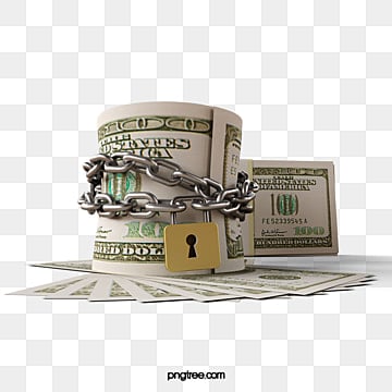 locked dollar 3d element, Dollar, Chain dollar 3d png