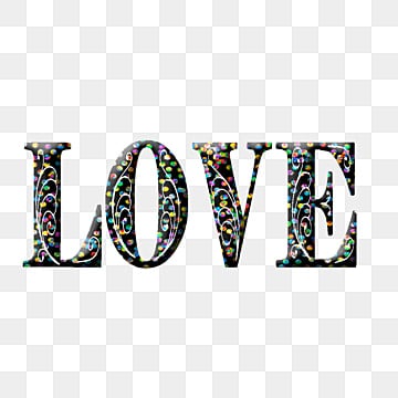 love multi color font PNG