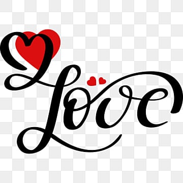 love text lettering handwritten with hearts PNG