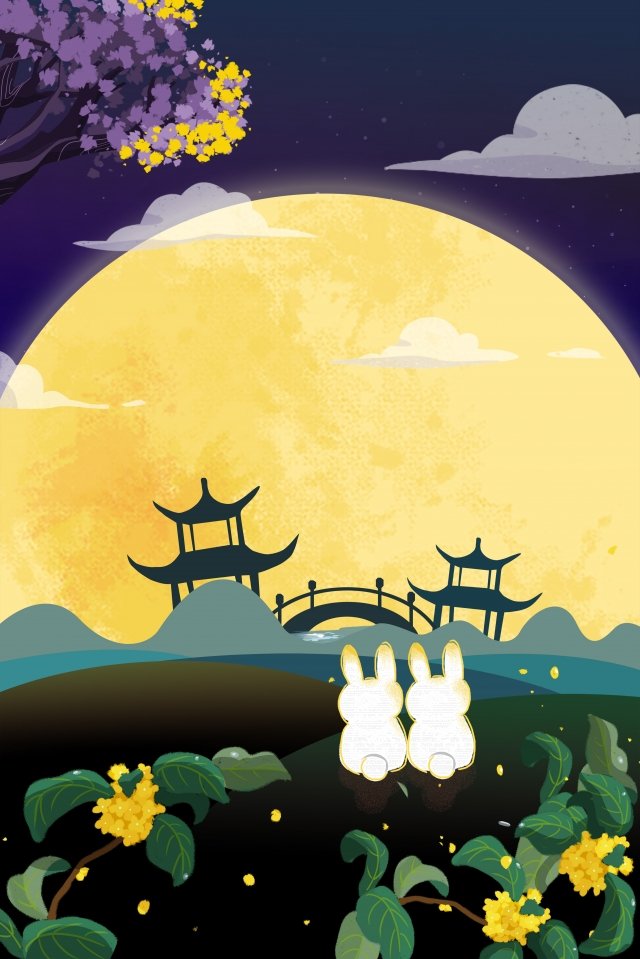 mid   festival moon rabbit rabbit, Fly, Night View moon rabbit hd transparent