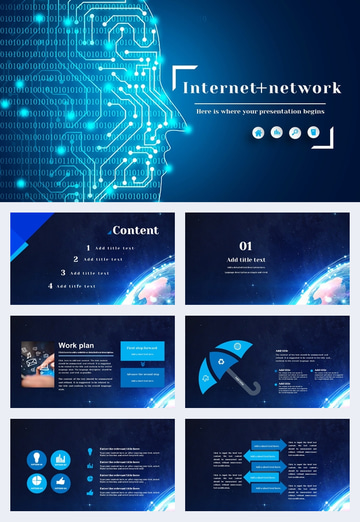 blue technology internet ppt template design