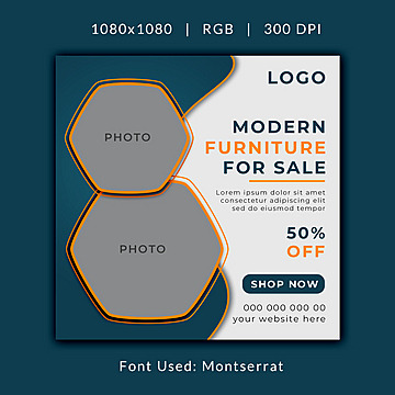 modern furniture sale social media post design Template