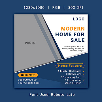 modern home for sale social media post design Template