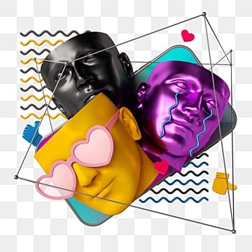multiple abstract social media human heads, A Head, Cell Phone abstract social media png image