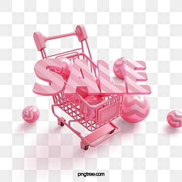 pink shopping cart promotion 3d element, Shopping Cart, Pink shopping cart 3d transparent png
