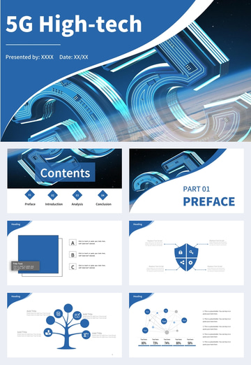 business style 5g new era work report ppt template