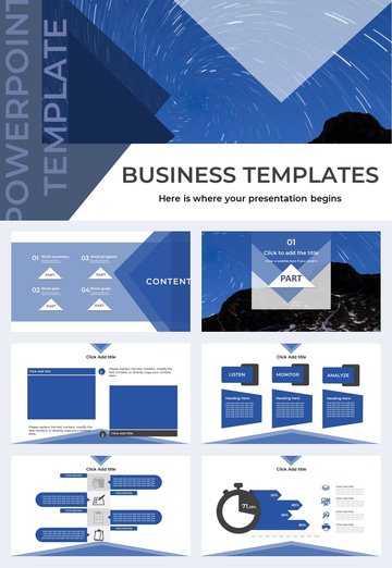 business style blue technology innovation business report ppt template