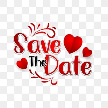 save the date wedding invitation typography with red love PNG