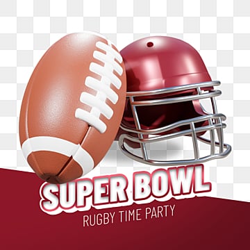 super bowl with red helmet and brown rugby ball, Red, Helmet rugby helmet hd transparent