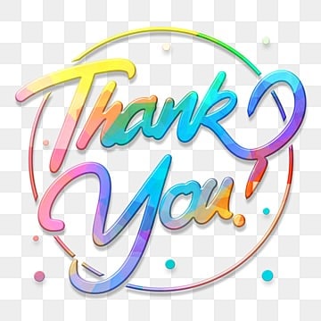 thank you brush light effect colorful font PNG