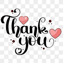 thank you text hand lettering with hearts PNG