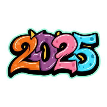 2025 happy new year typography vector PNG