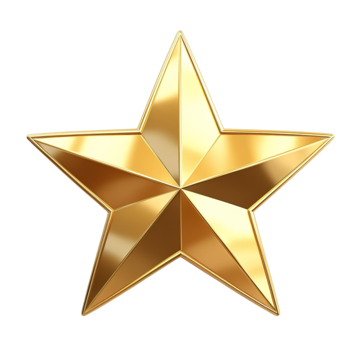 3d render golden star star icon symbol png, Star, Icon, Symbol PNG Image and Clipart