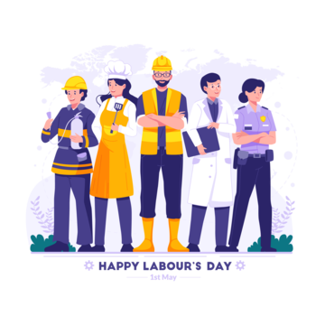 a group of people in different professions construction worker doctor police woman fireman chef labor day on 1st may vector illustration, Labor, Worker, Labor Day PNG and Vector