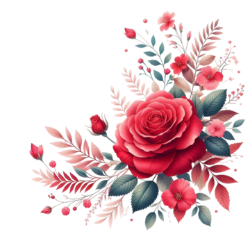 a red rose flower floral frame beautiful floral wedding flower boarder png, Floral, Wedding, Flower Boarder PNG Image and Clipart