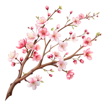 beautiful cherry blossom branch with pink flowers cherry blossom tree branch blooming flowers png, Cherry Blossom, Tree Branch, Blooming Flowers PNG Image and Clipart