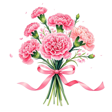 beautiful pink carnations bouquet mothers day blessing poster, Carnation Bouquet, Mothers Day, Best Wishes PNG Image and Clipart