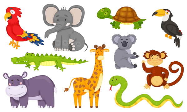 cartoon jungle animals animal wild koala zebra different png, Koala, Zebra wild animal jungle vector hd png images