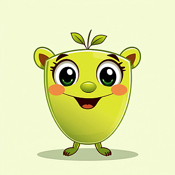 Cheerful Green Tea Cup A Playful Cartoon Character Illustration