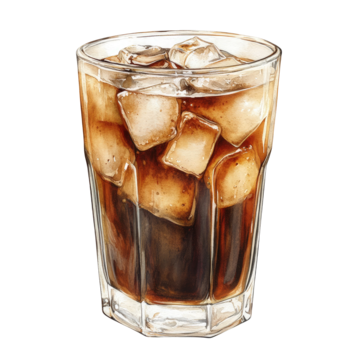 chilled cola with ice cubes in clear glass, Cola Drink, Chilled Beverage, Ice Cubes PNG Image and Clipart